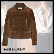 Saint Laurent ジャケット《レオパード》茶色/黒 スエード 直営