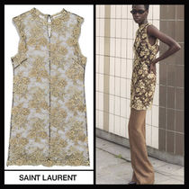 Saint Laurent《ミニドレス》フローラルレース ゴールド 直営店