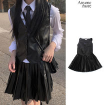 【Anyone more】Seeds Leather Vest Skirt Setup SET