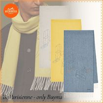 HERMES マフラー マイヨン・イゾメトリック ブロデ カシミヤ