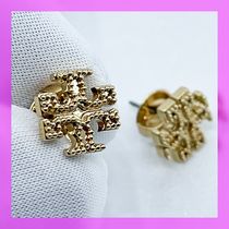 【国内即発】Tory Burch★MILGRAIN LOGO STUD ピアス★TORYGOLD