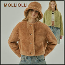 【MOLLIOLLI】Crayon Eco Fur Cropped Jacket 2color■関税込■