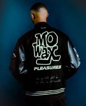 限定 PLEASURES X UNKLE MOWAX ウール バーシティ ジャケット