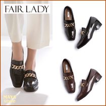 Fair Lady◆ごつめチェーン ローファー スクエアトゥ/黒、茶