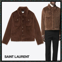 Saint Laurent《エコファー デニムジャケット》ブラウン 直営店