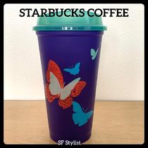 スタバ★アメリカ限定上品なパープルx蝶々柄リユーザブルカップ