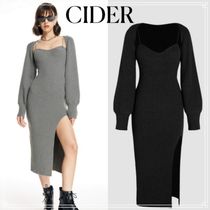 【Cider】ニット クロップトップ ＆ キャミ ワンピース SET