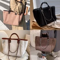 韓国デザイン ボアトートバッグ チェーンショルダー マザーズBAG