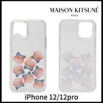 ★Maison Kitsune★iPhone12/12pro Big Fox Head Aqua Case