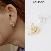 [TATIANA] Pearl Ribbon with Heart Earring ピアス/送料関税込