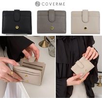 送料込◇COVERME シンプル 軽量 金ボタン 二つ折り ミニ財布