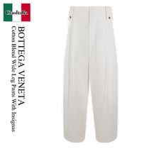 Bottega Veneta Cotton Blend Wide Leg Pants With Insignas