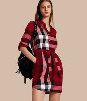 BURBERRY★素敵！KELSY RED CHECK COTTON BELTED DRESS