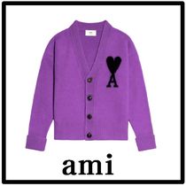 関税込★アミ AMI★de Coeur Oversize Intarsia Cardigan Purple