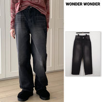 【WONDER WONDER】Sander Black Wash Wide Denim Pants