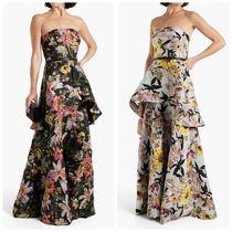 Marchesa Notte フローラル ロングドレス ティアード