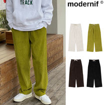 【MODERNIF】Embo Corduroy Banding Wide Pants