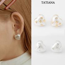 [TATIANA] Lettering Pearl Heart Earring ピアス/送料関税込