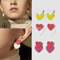 TWICE ツウィ着用★FLAT DOUBLE HEART COLOR EARRING★ピアス