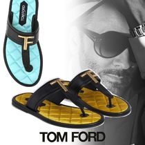 TOM FORD BRIGHTON TFロゴ レザー サテン サンダル