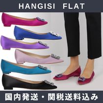 MANOLO BLAHNIK　Hangisi Flat ビジューサテンシューズ