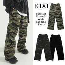 【KIXI】★(UNISEX) Parasuit Pintuck Wide Banding Pants