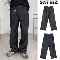 【SATIIIZ】Tehe Pintuck Non-fade Denim Pants