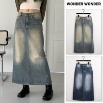 【WONDER WONDER】Bucky Vintage Maxi Long Denim Skirt