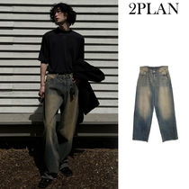 【2plan】West cutting wide denim