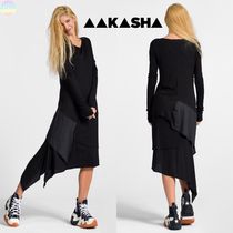 日本未入荷【Aakasha 異素材ミックス レイヤードワンピース】