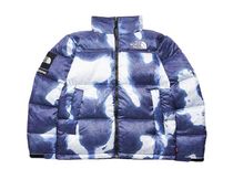 Supreme The North Face Bleached Print Nuptse Jacket Indigo