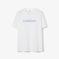 BURBERRY ロゴプリント コットンTシャツ ホワイト／ブルー