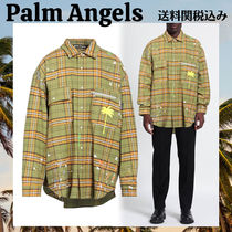 ☆関税・送料無料☆【PALM ANGELS】チェック柄シャツ 斑点加工