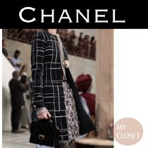 CHANEL コート ツイード 黒 2023 ミディ チェック柄 直営店 限定