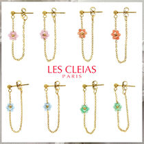 【LES CLEIAS】ストーンのお花のチェーンピアス★国内発関税込