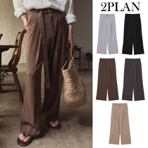 【2plan】Cooling Belted Two-Tuck Slacks