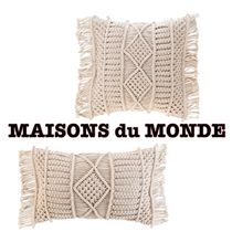 【MAISONS du MONDE】マクラメ編みフリンジ付きカバー