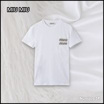 《MIU MIU》 MJN383 12IO F0QMM EMBROIDERED COTTON T SHIRT