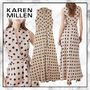 Karen Millen ワンピース ◆Karen Millen◆ラップタイウエスト◆ドット柄ミディドレス◆