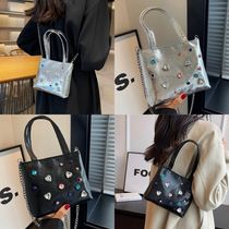 韓国デザイン PUレザー ビジュー バッグ チェーンショルダー BAG