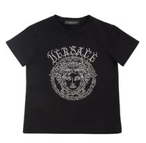 VERSACEキッズ メデューサ ロゴ ラインストーンTシャツ ブラック