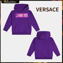 VERSACE☆キッズ ロゴコットンジャージーパーカー パープル