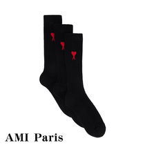 国内発 AMI Paris 靴下 アミパリス ハートロゴ BLACK ブラック