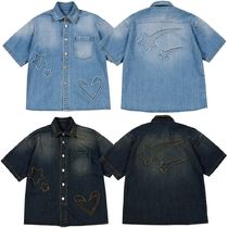 THE MUSEUM VISITOR★STAR DAMAGED DENIM HALF SHIRTS 2色