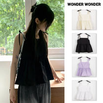 【WONDER WONDER】Shirring Ribbon String Corset N/S Blouse