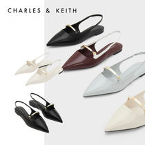 ★CHARLES&KEITH★Metallic Bar Accent Slingback Flats /送料込