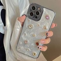 ジュエリーみたいなかわいいストーンシルキーラメiphoneケース