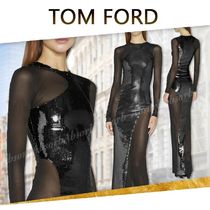 【23AW NEW】 TOM FORD_woman / スパンコール＆メッシュ ドレス