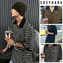 【COSYHARU】Color scheme stripe collar tee