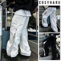 【COSYHARU】Oblique side zipper nylon pants